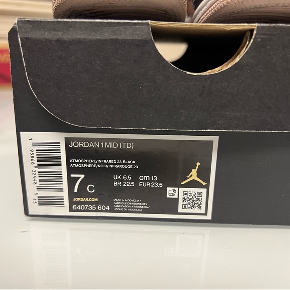 JORDAN - 1 MID 7C TODDLER ATMOSPHERE INFRARED 23 BLACK - Picture 3 of 9